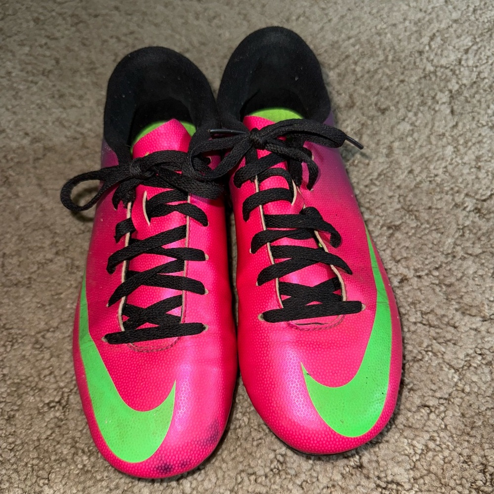 Nike Kids Pink and Green Cleats